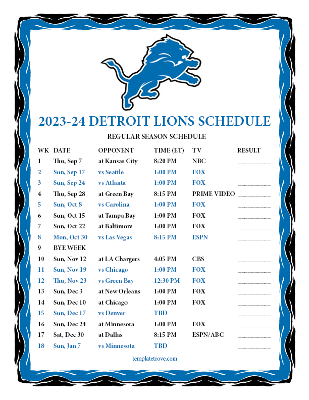 10 Detroit Lions Schedule Tips For Easy Planning