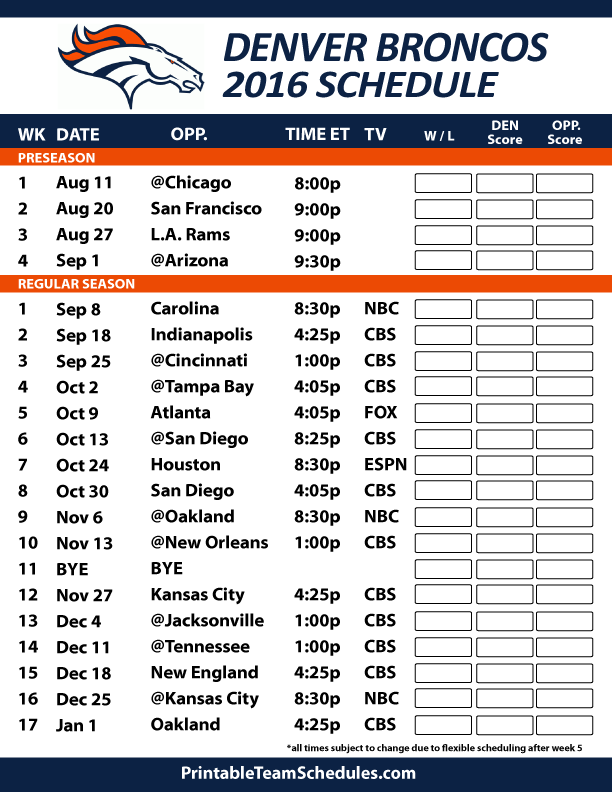 Denver Broncos Preseason Schedule