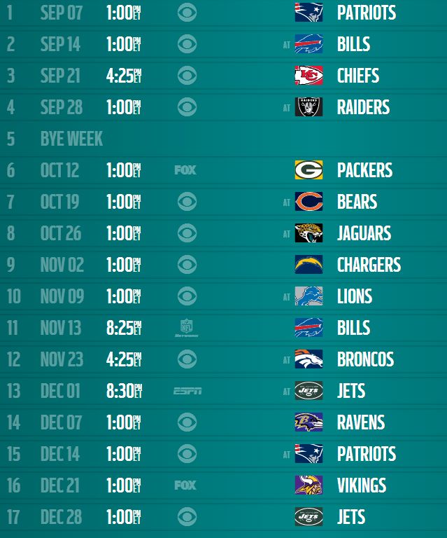 Miami Dolphins Football Schedule 2024