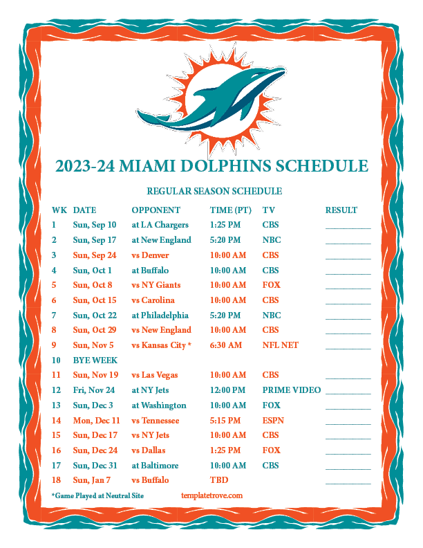 Miami Dolphins Schedule: Plan Your Game Days