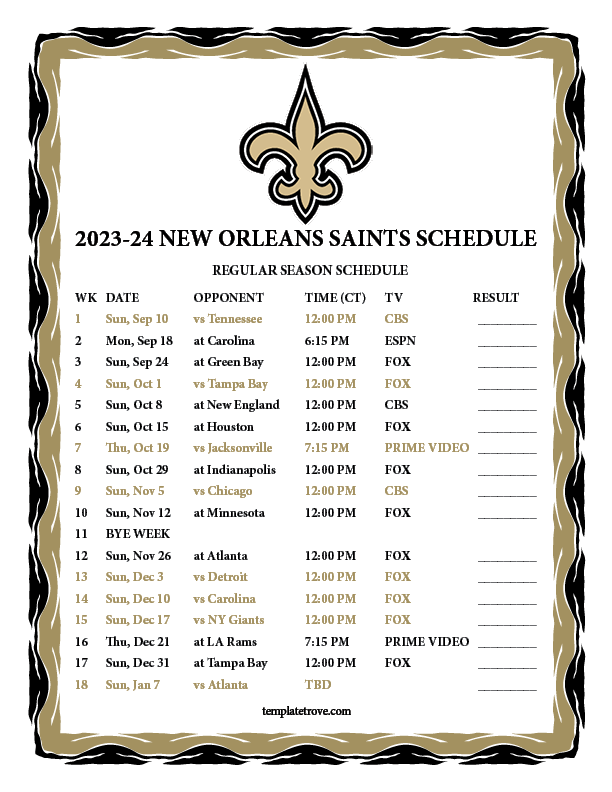 New Orleans Football: Get Schedule And Ticket Info