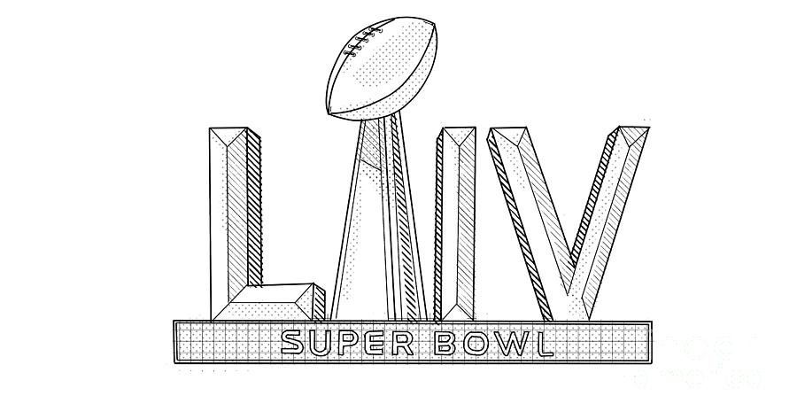 Nfl Super Bowl Lv Or Super Bowl 55 Logo Line Art Illustration Black And Nfl Super Bowl Lv Or Super Bowl 55 Logo Line Art Illustration Black And