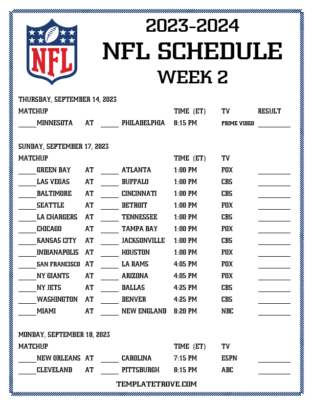 Nfl Week 3 2024: Full Schedule & Matchups