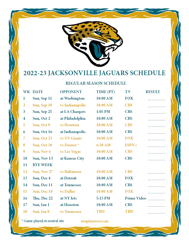 Printable Jacksonville Jaguars Schedule 2025 Raquel Mccord Printable Jacksonville Jaguars Schedule 2025 Raquel Mccord