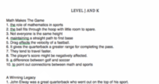 Reading Plus Answers Level J