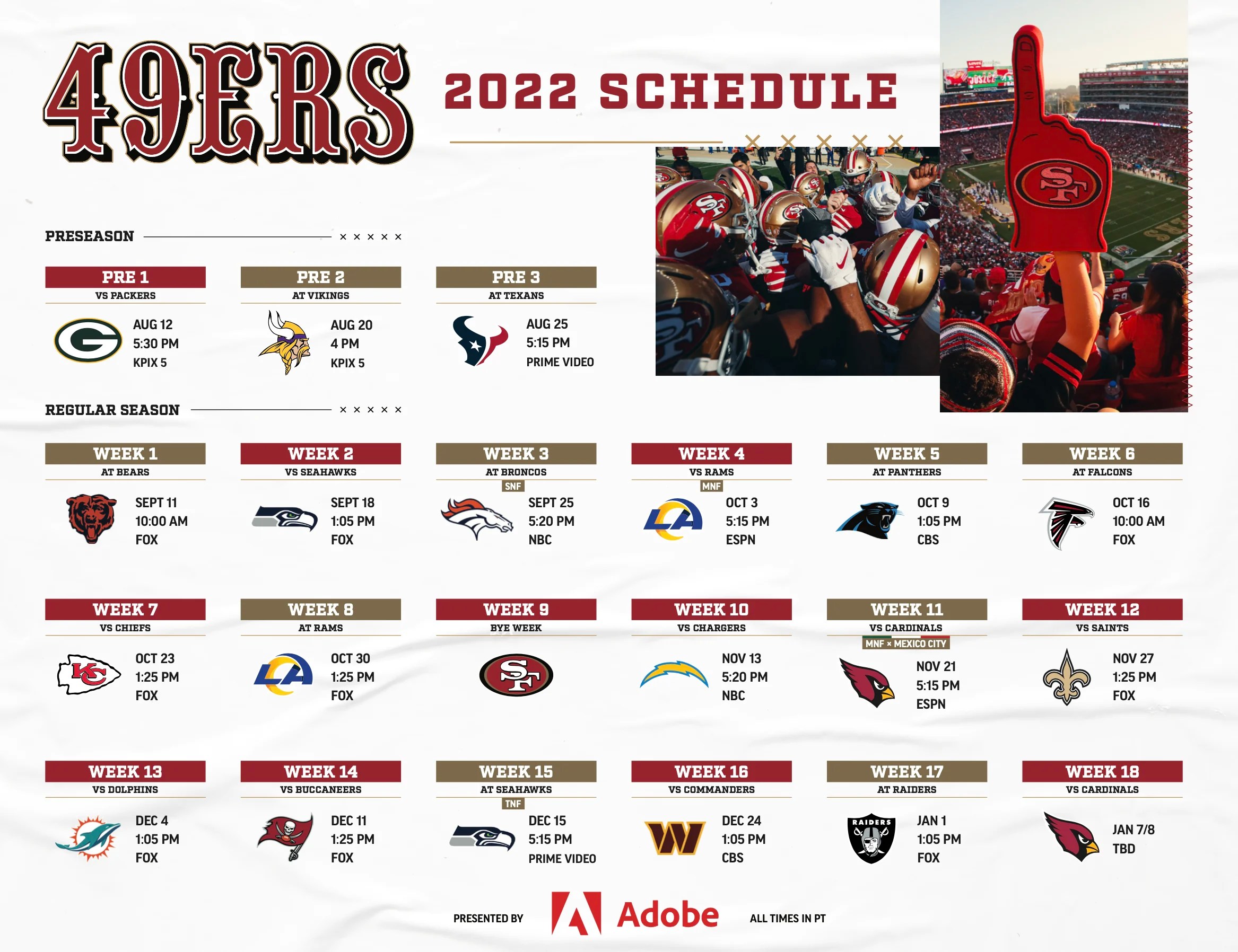 San Francisco 49Ers Tv Schedule San Francisco 49Ers Tv Schedule