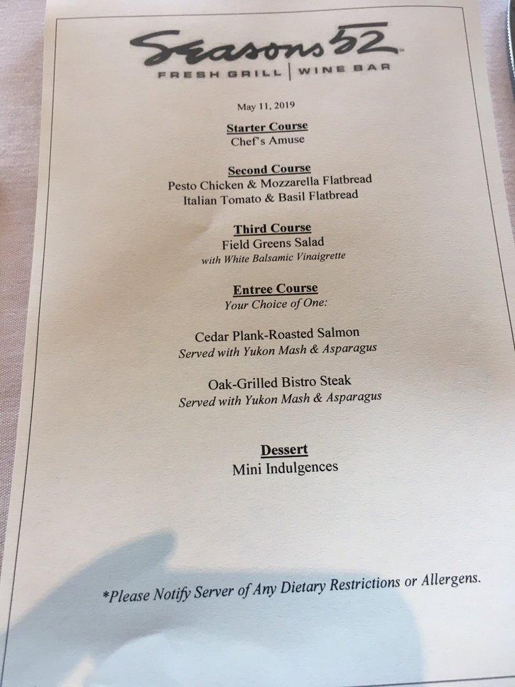 Seasons 52 Jacksonville: Full Menu Overview