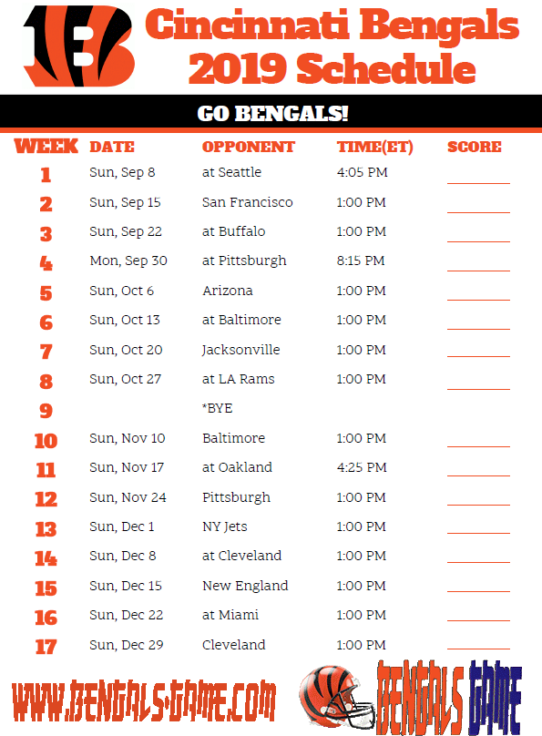 Watch Bengals Live: Tv Schedule And Scores